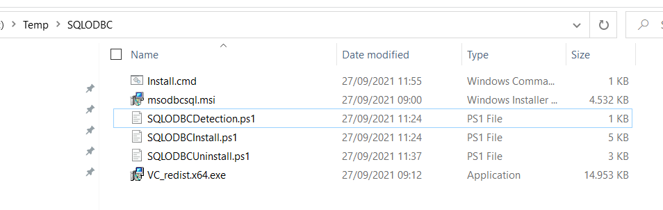 SQL ODBC Driver via Intune - Installation FIles