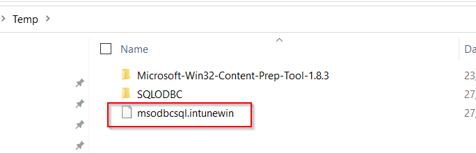 SQL ODBC Driver via Intune - Package Intunewin file