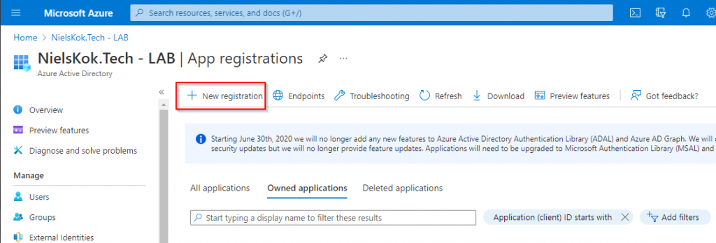 Intune Backup via Pipeline to Storage Account - New App Registration