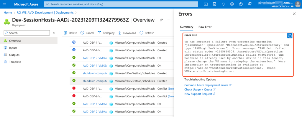 Automating cleanup Entra Joined AVD Hosts - error message